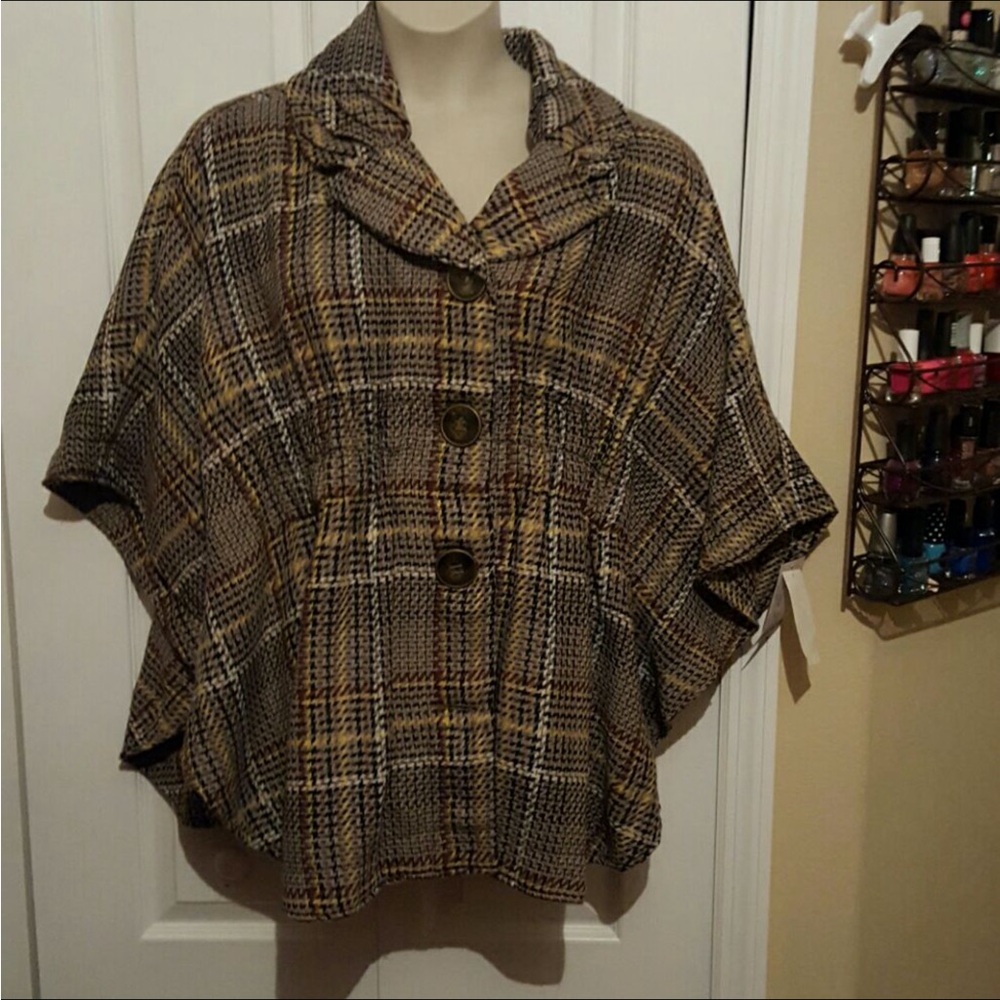 Jolt Multicolor Herringbone Cape